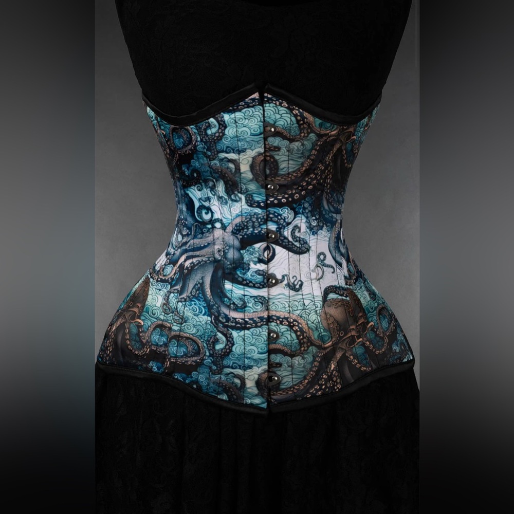 Blue and Black Octopus Corset